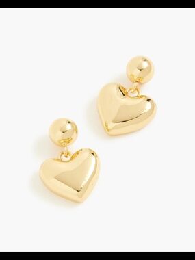 J.Crew Puffy Heart Drop Earrings, Gold